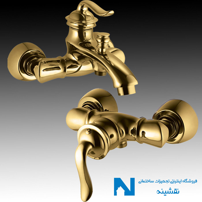 شیر توالت و ششیر حمام البرز روز مدل اسپیرال رنگ طلایی