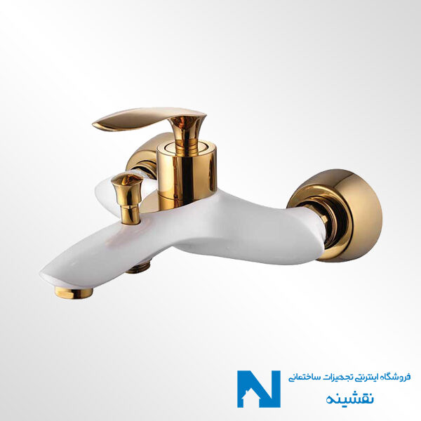 شیر حمام البرز روز مدل لورنزا سفید طلایی
